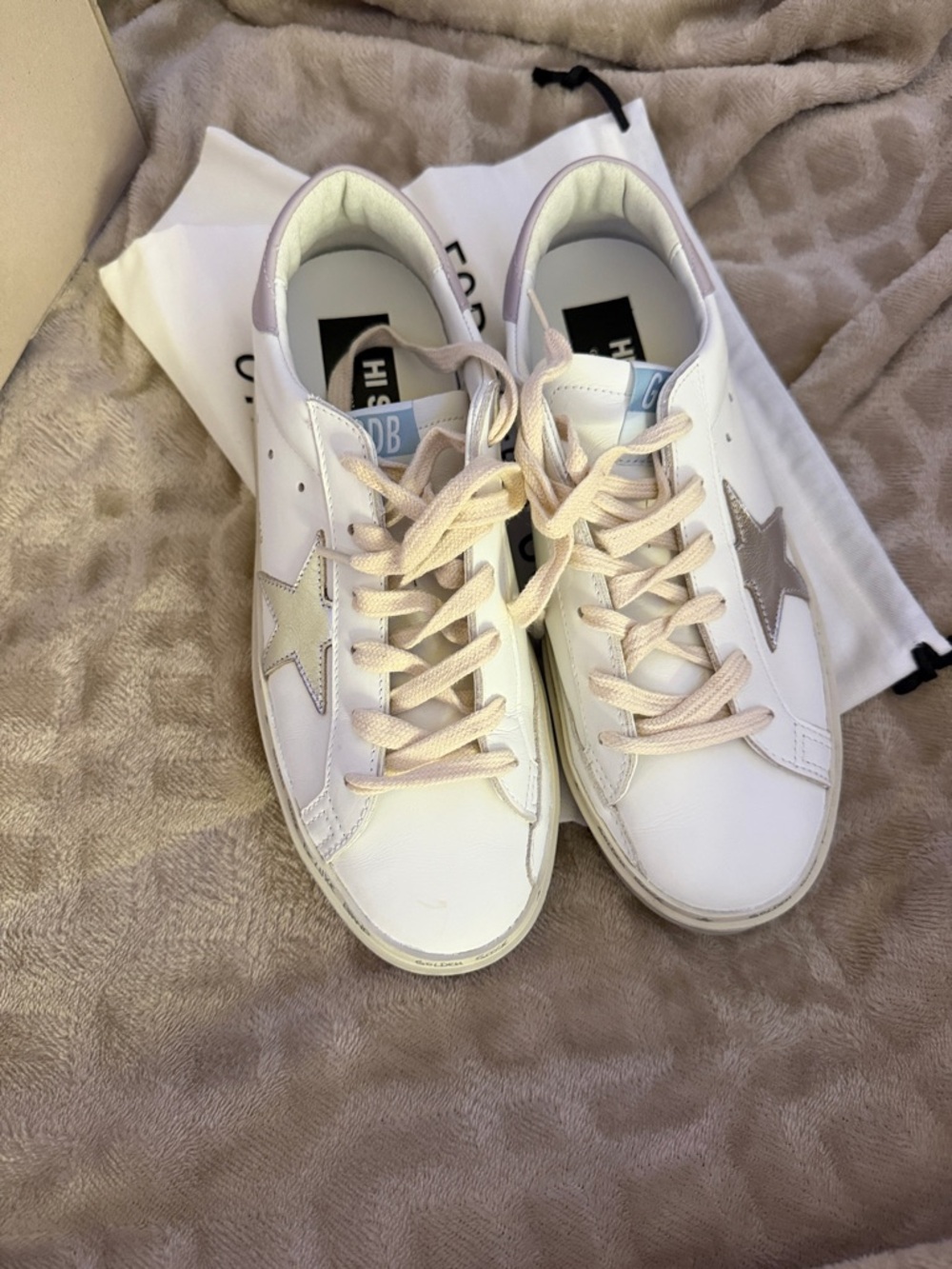 Golden Goose Style White Leather Sneakers with Star Detail Size 39